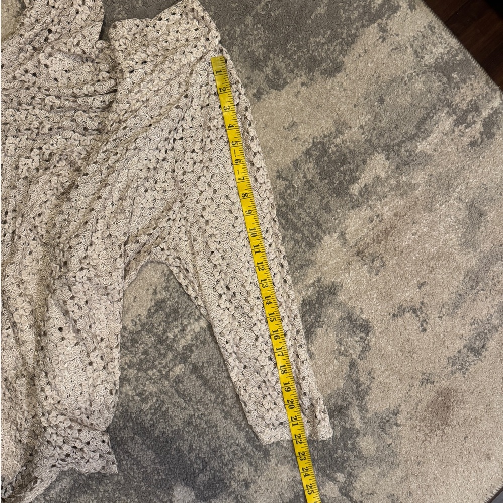 Olivia Blu Open Crochet Knit Cardigan Sweater - Cream - Picture 9 of 9